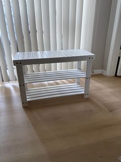 White Wood Shoe Rack Bench