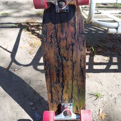 Skateboard With Custom Fractal Wood Burn Design 