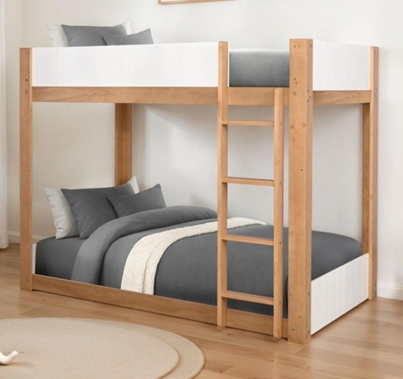 Brand New White & Natural Oak Twin Size Bunk Bed