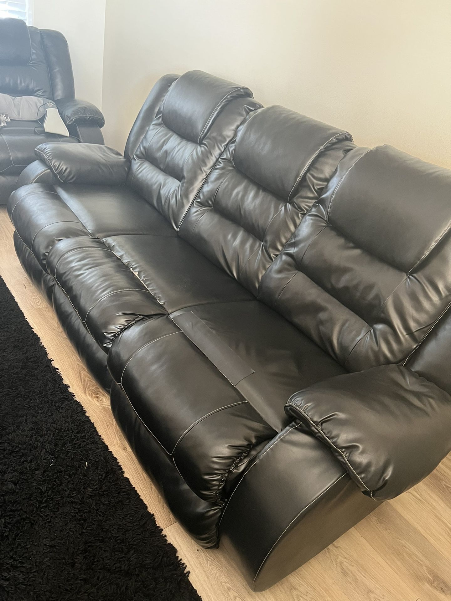 Black Sofa Recliner Set Or Sold Separate 
