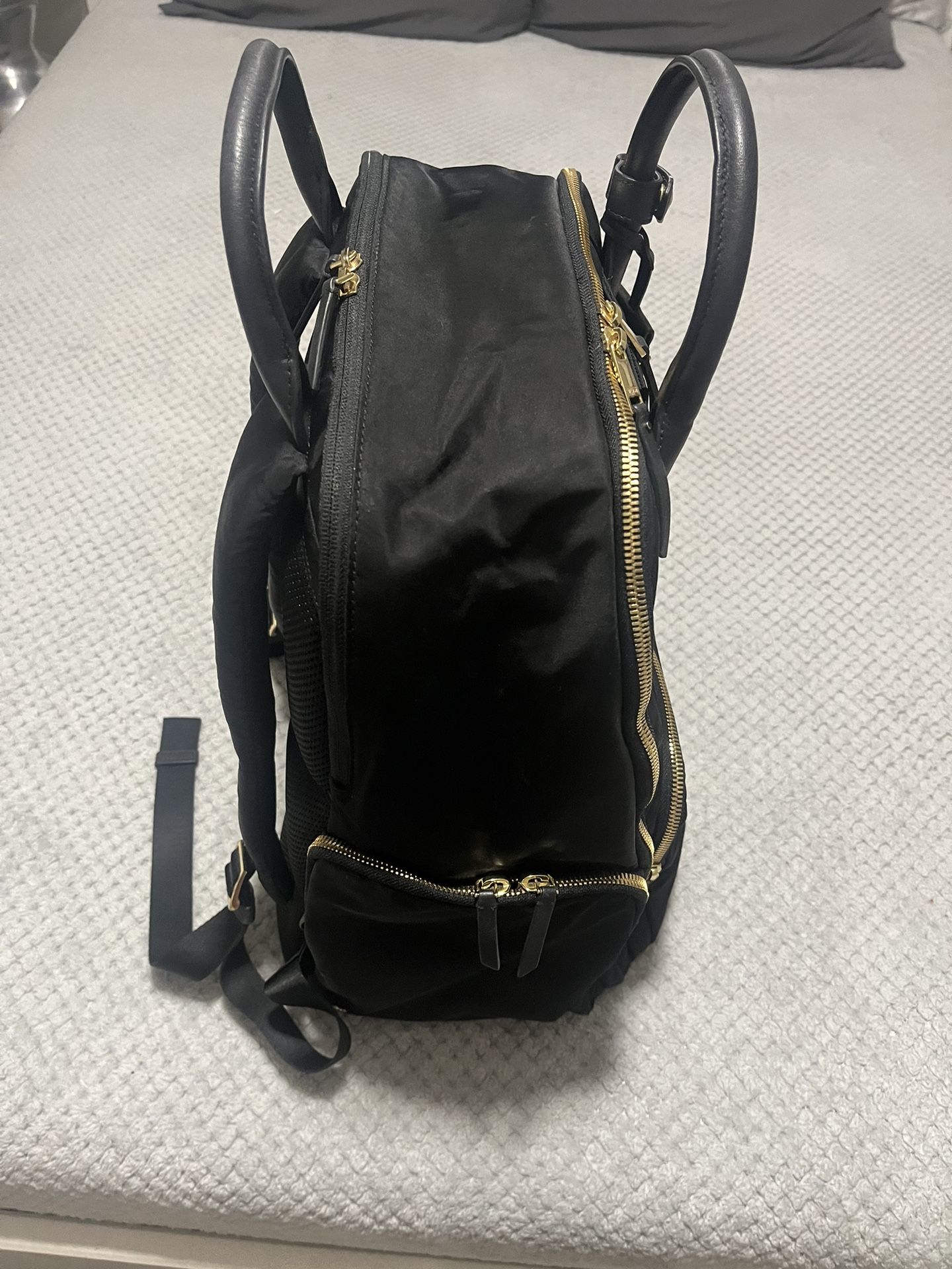 TUMI Voyageur Uma Backpack Black Nylon Gold Laptop Travel Work Bag NWT Tumi Voyageur Uma Backpack | Airline International – Airline  main image 3