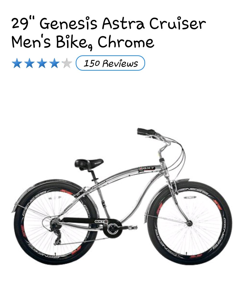 29" Genesis astra cruiser men's bike, chrome