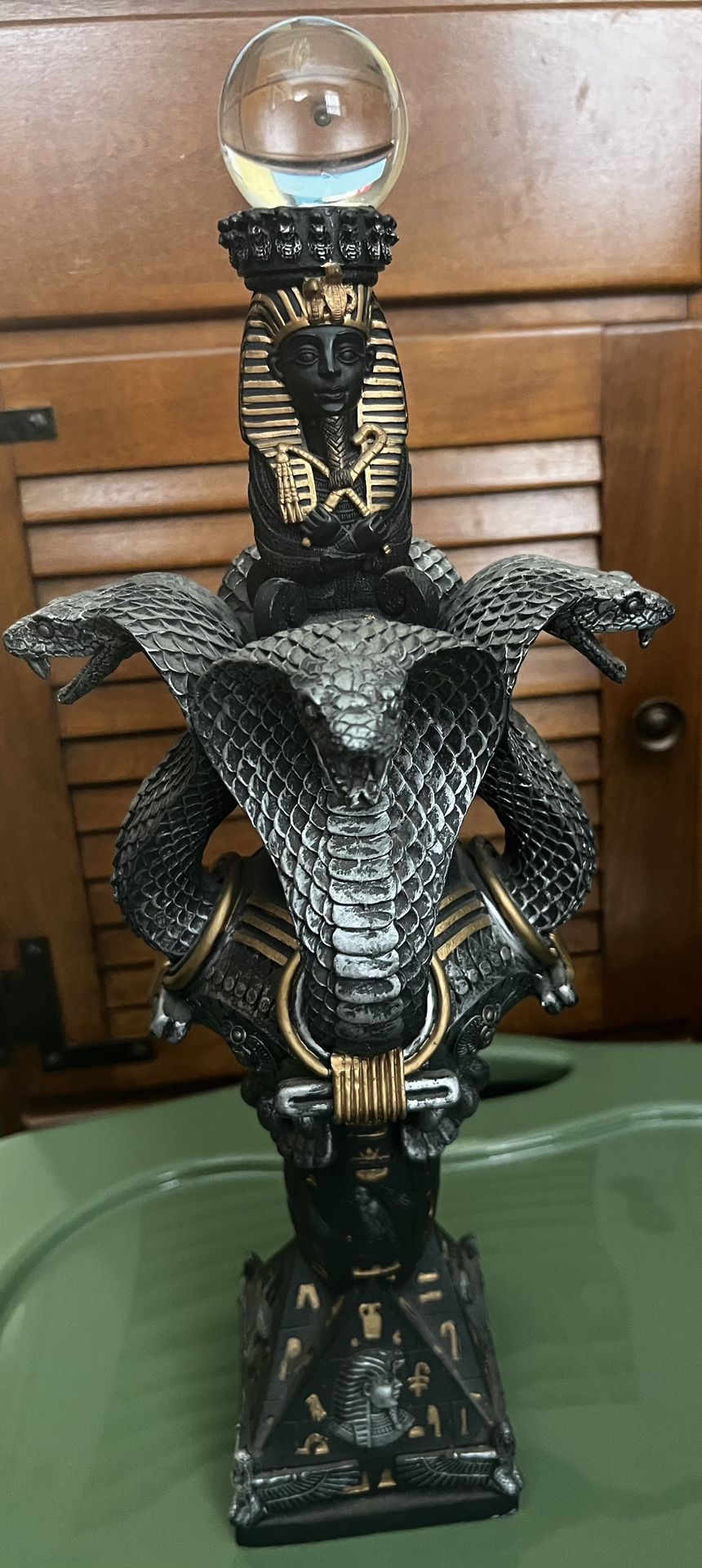 Egyptian & Cobras 17” Collectible Statue With 15” Stainless Knife