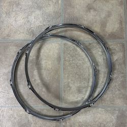 Drum Hoops (Batter And Resonant), 14 Inch Snare . 2.5mm. Removed From a 1965 Ludwig Acrolite, Some Pitting. 