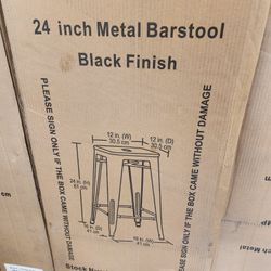 Black Metal Bar Stools, Set of 4, New in Box