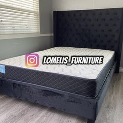 Queen size black button with Orthopedic Mattress