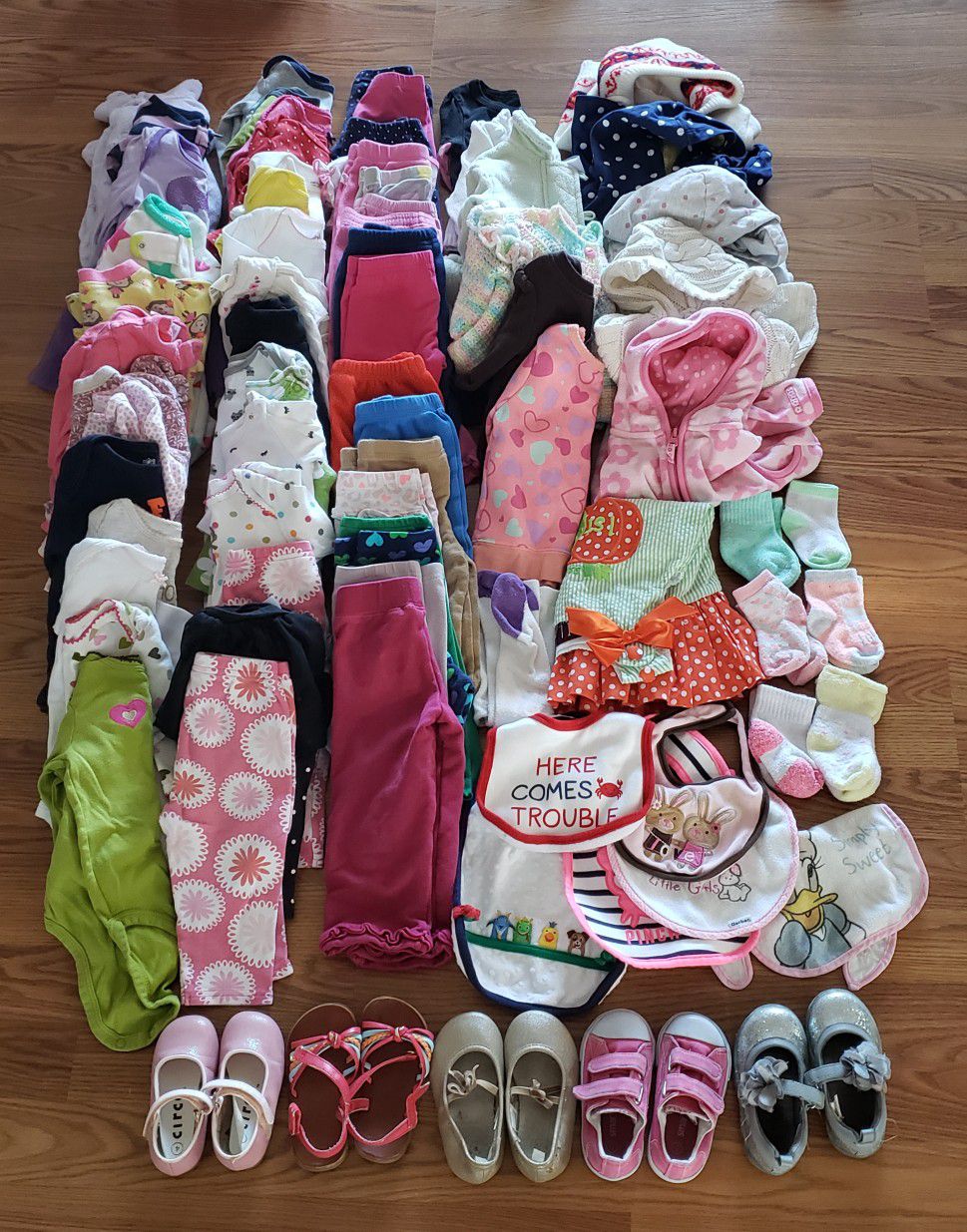 Baby girl clothes size 6-9mos lot of 77 pcs