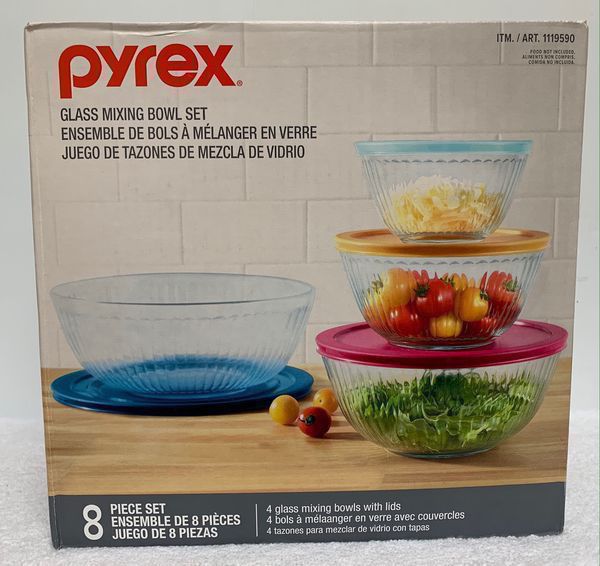 Pyrex Glass Mixing Bowl Set 8Pcs #1119590