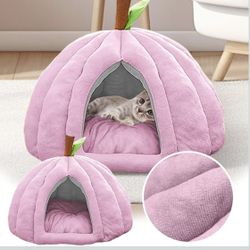 2026 Cute Pumpkin Cat House, Cat Beds for Indoor Cats, Pumpkin Shape Cat Cave Bed Cat Tent with Removable Cushion, Warm Cave Nest Sleeping Bed Puppy H