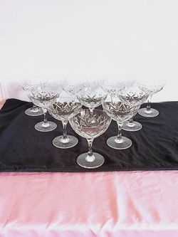 Set of 10 Vintage Crystal  Clear champagne saucer coupes Glass 4oz Cut Crystal