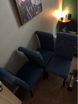Four blue dinning chairs