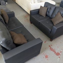 Black Sofa and Loveseat