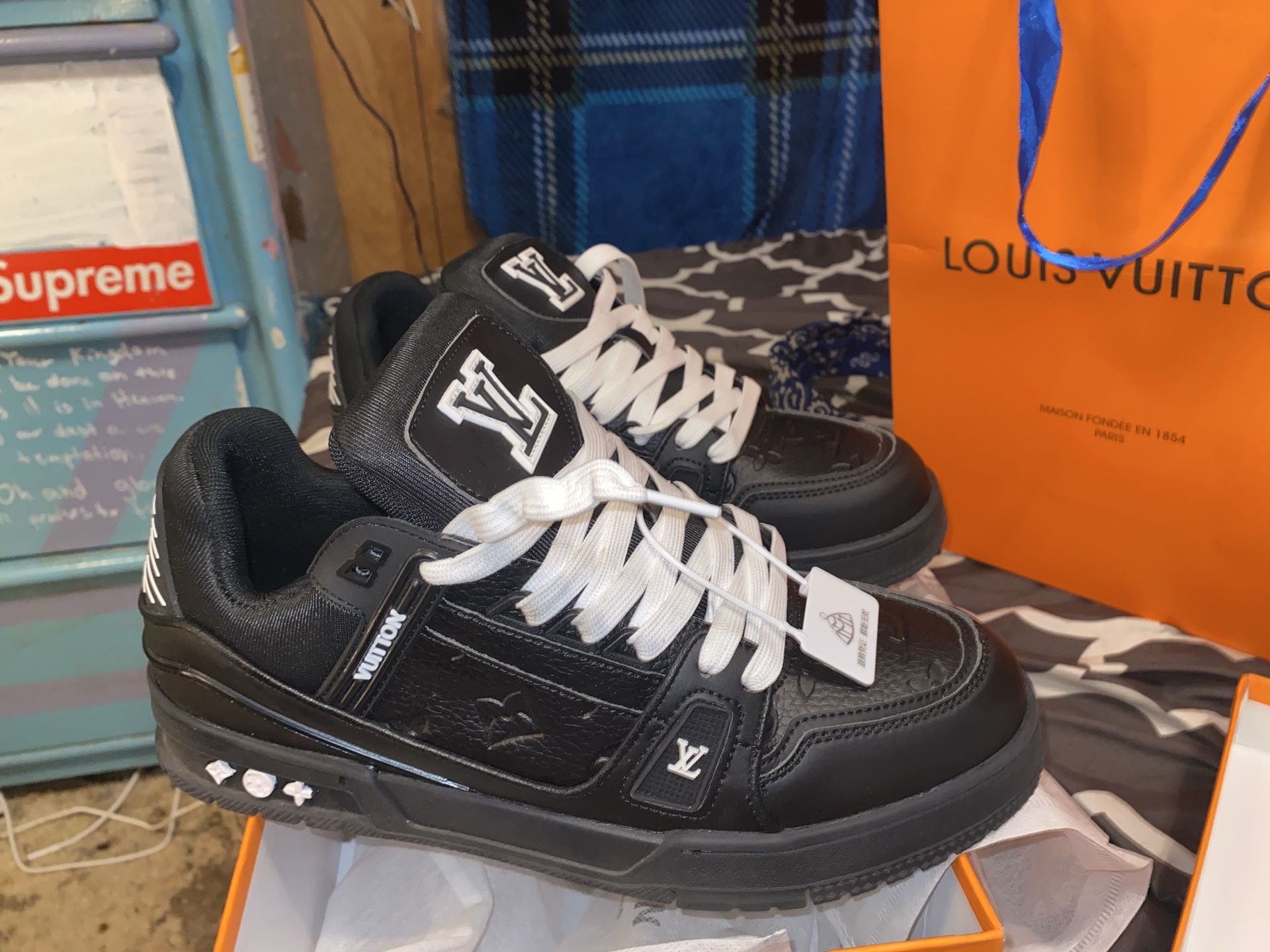 Louis Vuitton Trainer Sneaker Black and White