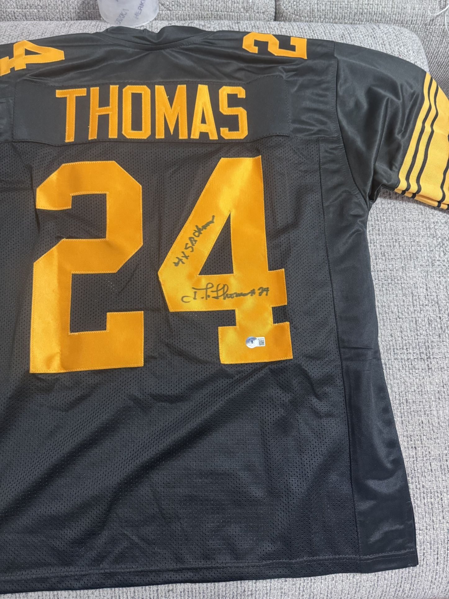 JT Thomas Signed Autograph Custom Jersey - Beckett Coa - Pittsburgh Steelers