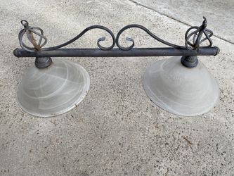 Ceiling Lamp, Wrought Iron & Glass