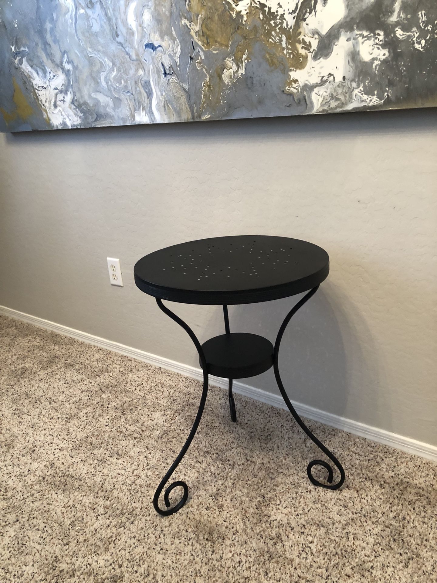 Cute Black Side Table Metal End Table Round Table