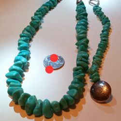 $325! Awesome Chunky Turquoise Necklace And Bracelet Set