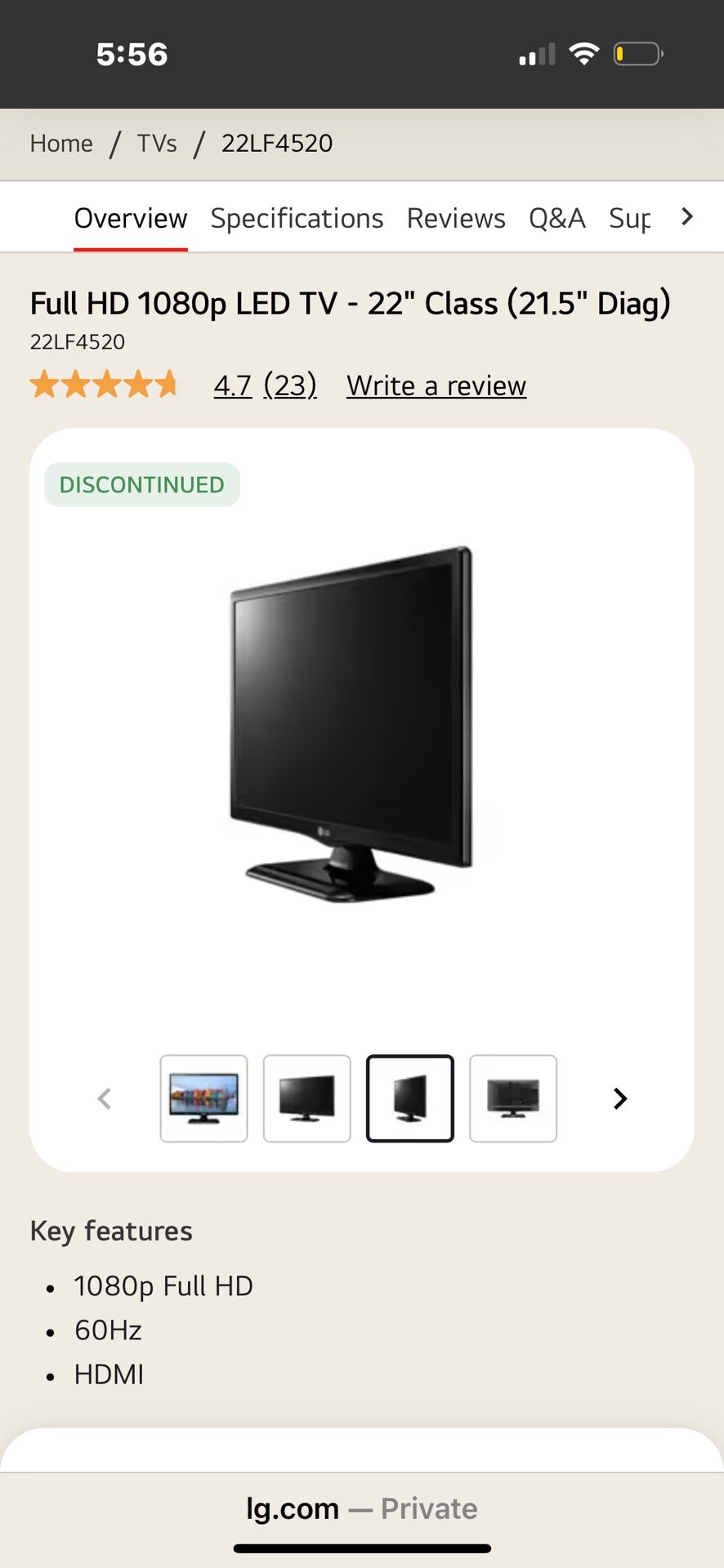 LG 22 PED GAMING TV