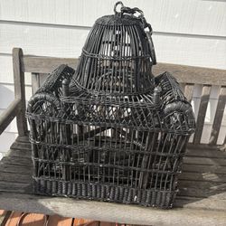 Black decorative wicker bird cage