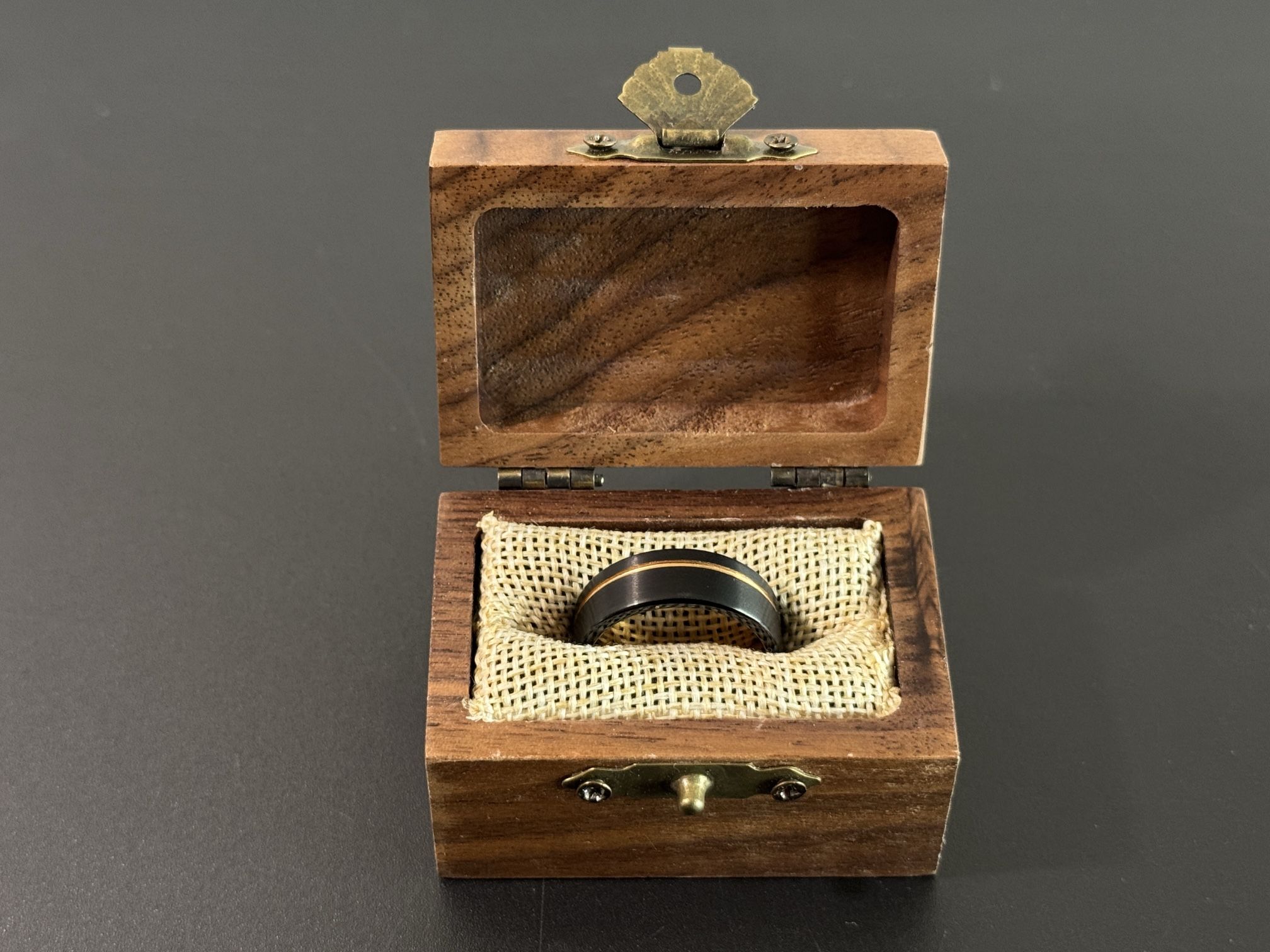 Tungsten Carbide and Rose Gold Ring (Size 10)