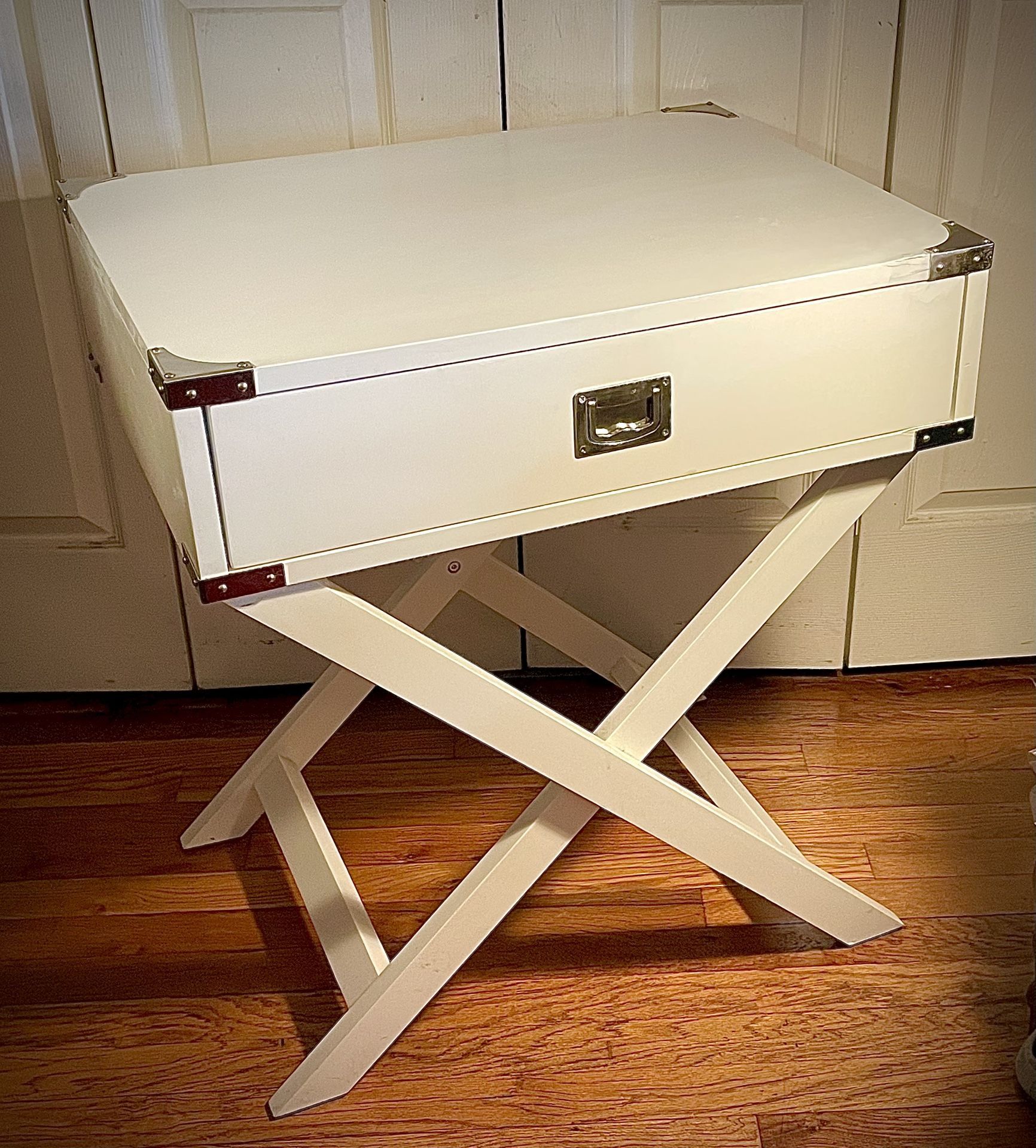 Nightstand With Brass Corners And Handle