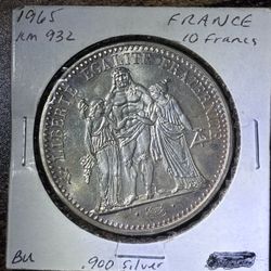 1965 France 🇫🇷 10 Francs Silver Coin 