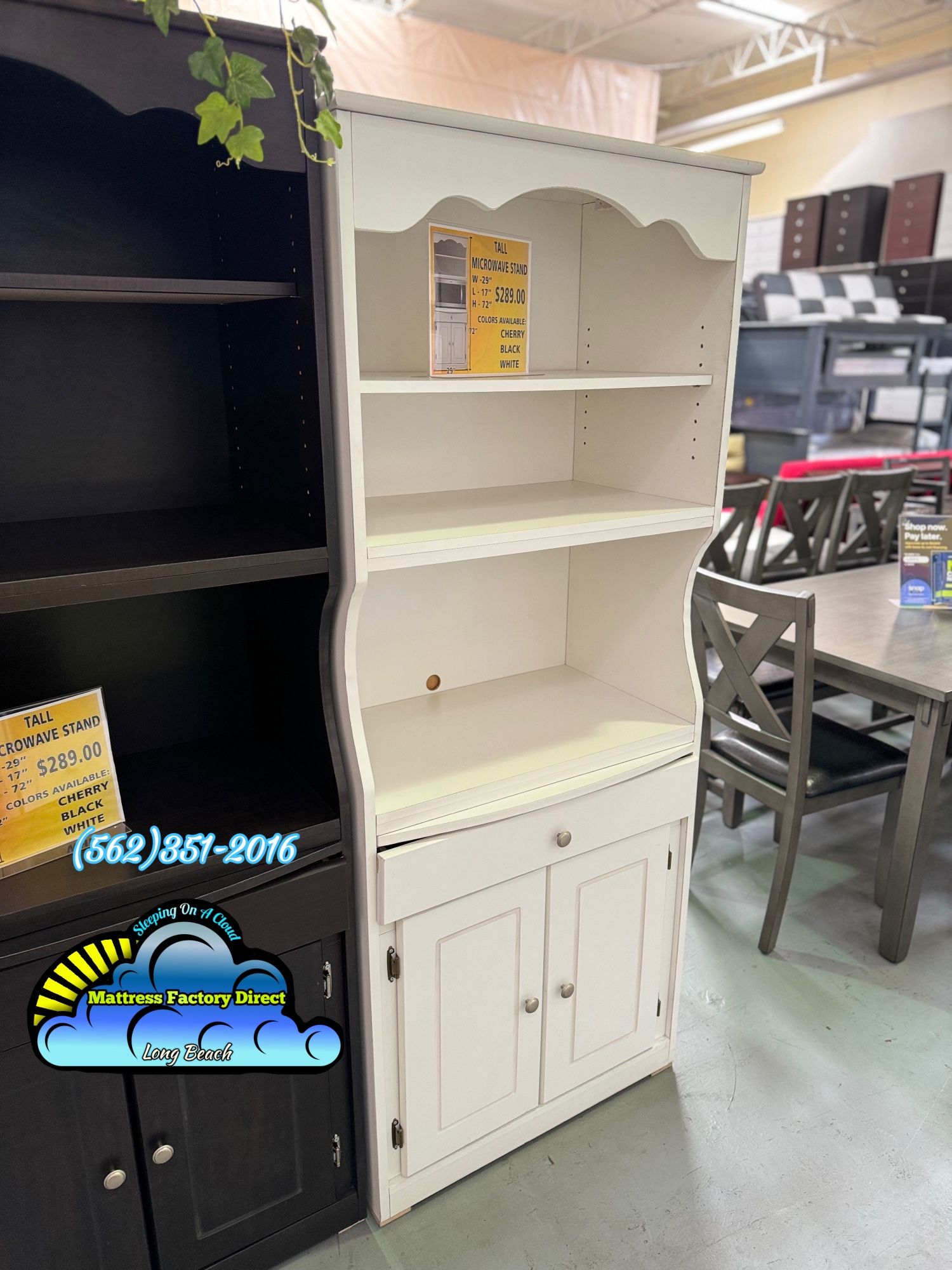 White Microwave Stand Tall Dresser Chest New Cajonera