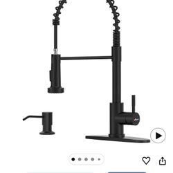 Black Matt Kitchen Faucet With Soap Dispenser 