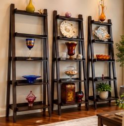 Dark Brown Wood Ladder Shelves Set of 3 or can sell by each. Price per each is $40
