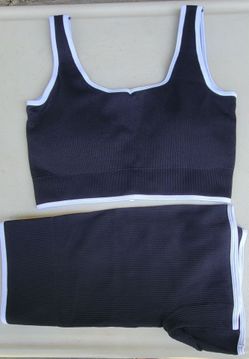Womens Workout Sets - Seamless Ribbed Yoga Outfits Sports Bra High Waist Shorts Gym Athletic