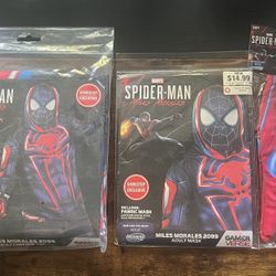 NEW Marvel Spider-Man Miles Morales 2099 Adult Costume Set Top-L , GLOVES & MASK
