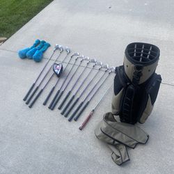 Golf Clubs, Putter and Bag