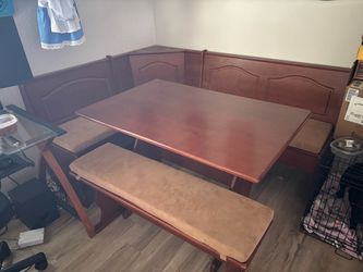 Wood Corner Breakfast Nook Dining Set