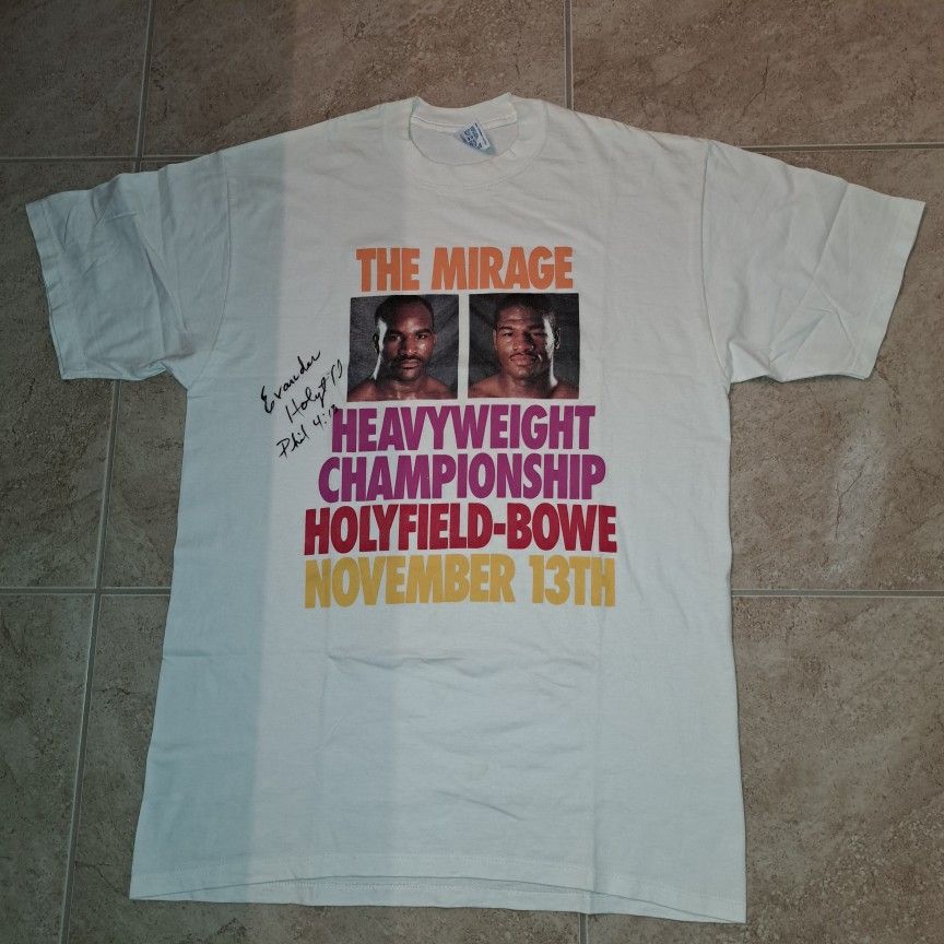 Vintage 1993 Bowe 90's HOLYFIELD vs BOWE Tee Vs Holyfield World