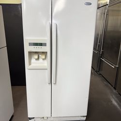 Whirlpool 33”Wide Almond Color Side By Side Refrigerator 