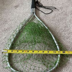 Vintage, Aluminum, Fishing, Net, Green Netting , 22”