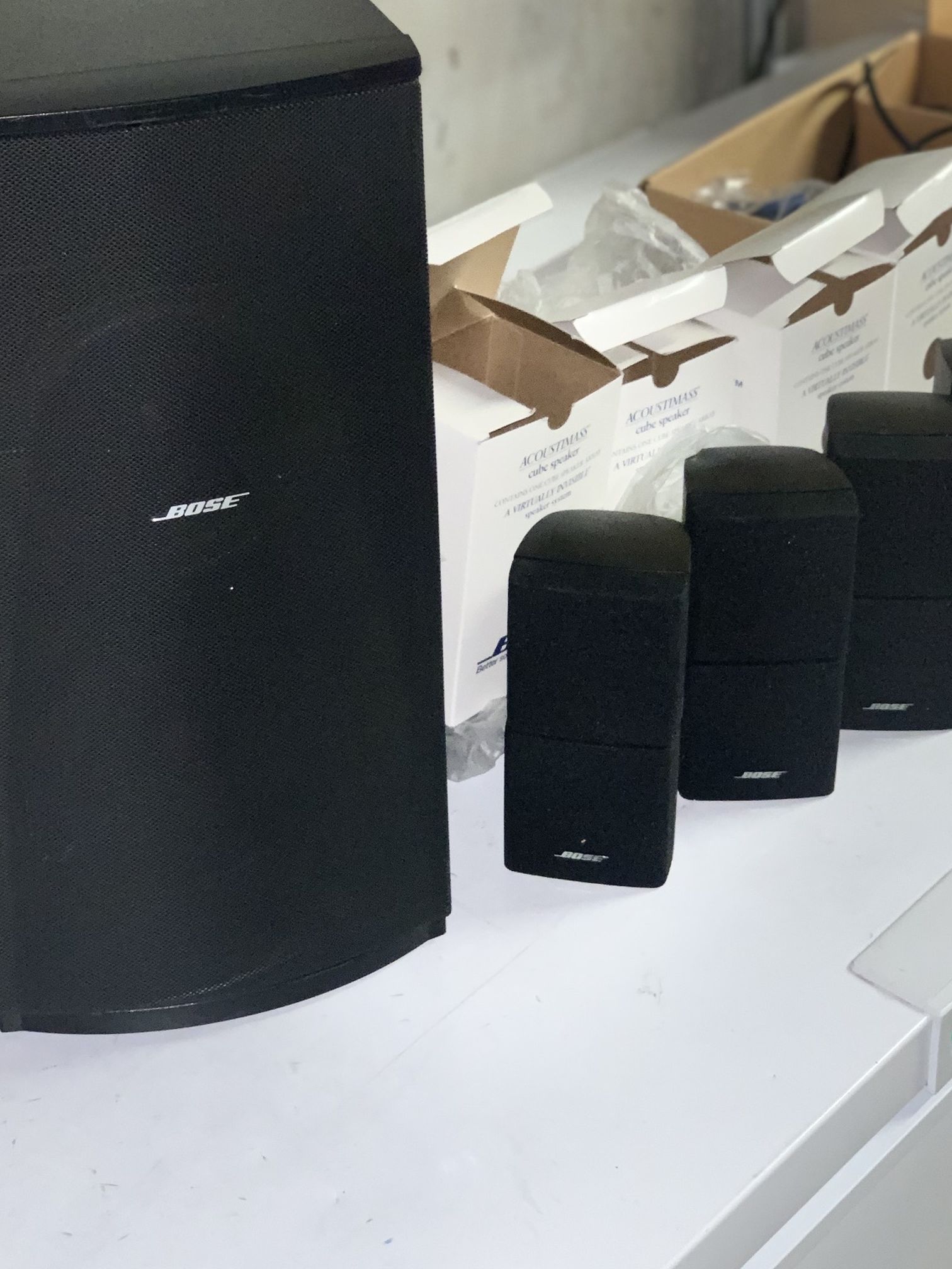 4 Brand New/Unused In Original Packaging Bose Double Cube Mint Speakers Acoustimass Lifestyle Black 1 PS28 Subwoofer Unused Not In Original Packaging