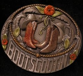 Oval Bootscootin Belt Buckle
