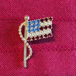 Rhinestone American Flag Pin