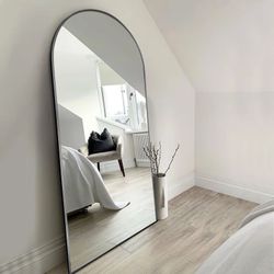79”x39” Extra Large Arch Full Length Mirror In Black 