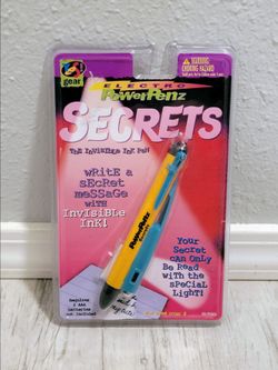 Vintage 1996 YES! Gear Electro PowerPenz Secrets Invisible Ink Pen Yellow Teal 90s Nostalgia