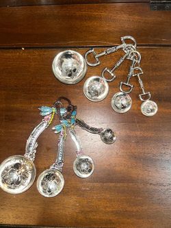 Beautiful Collection of Decorative Vintage-Style Zinc & Pewter Measuring Spoons (Lot of 2 Sets)