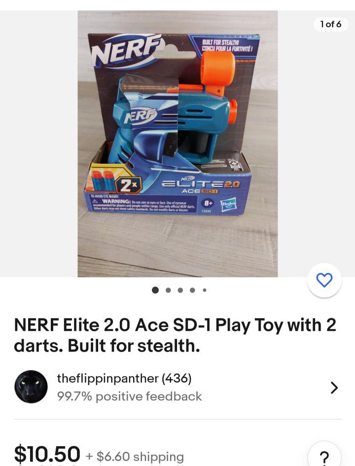 Brand New. NERF Elite 2.0 Ace SD-1 Play Toy with darts. Built for stealth.