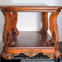 Vintage Gordon's Fine Furniture Square End Table with Marble Top