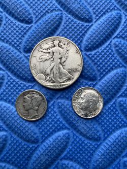 90% Silver 1941D Walking Liberty, 1941D Mercury Dime, 1963 Roosevelt Dime