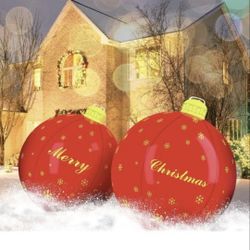 Brand New 2 Pieces PVC Inflatable Christmas Balls ,24 Inch Large Inflatable
