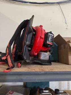 Red Gas-Powered Backpack Leaf Blower