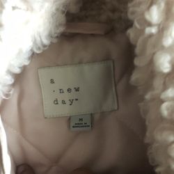 Cream faux fur jacket with hood