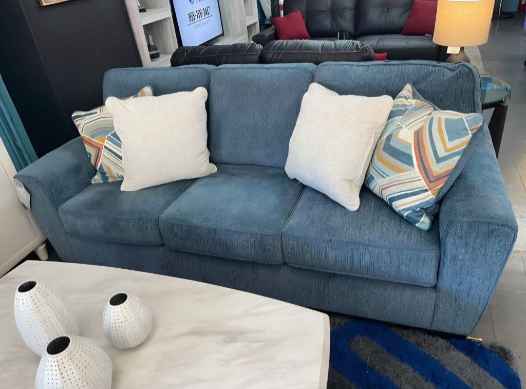 Cashton Blue Sofa And Loveseat $10 Down Payment And Financing Available