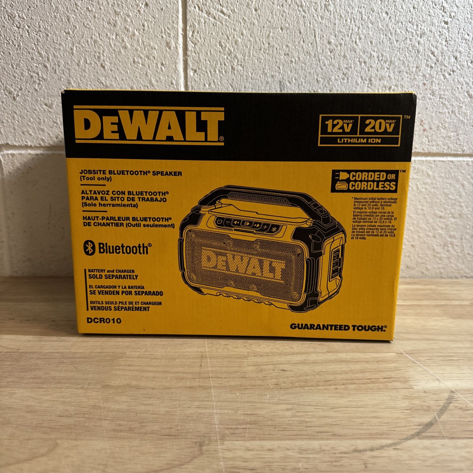 DEWALT Job Site Bluetooth Speaker DCR010 20-Volt Max